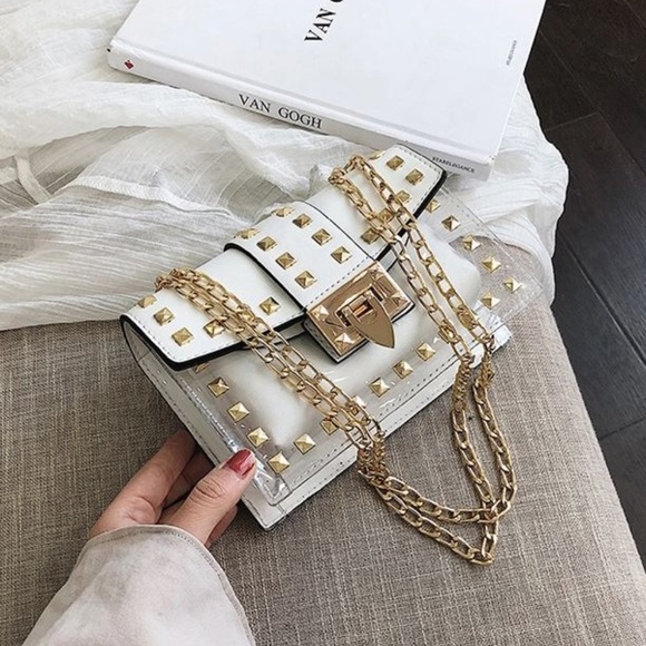 clear studded purse